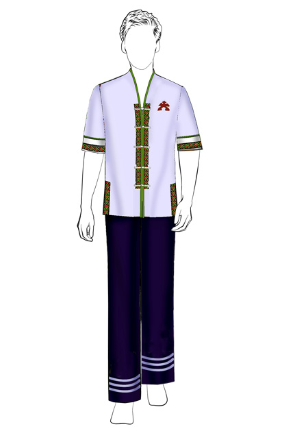 海南传统黎族服饰男式短袖上衣+长裤方案设计