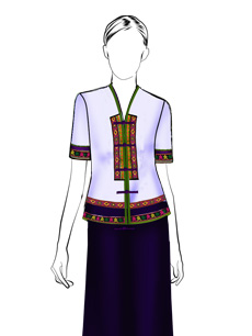 海南传统黎族服饰女式短袖上衣+长裤方案设计
