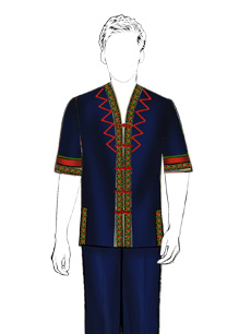海南传统黎族服饰男短袖+长裤方案设计