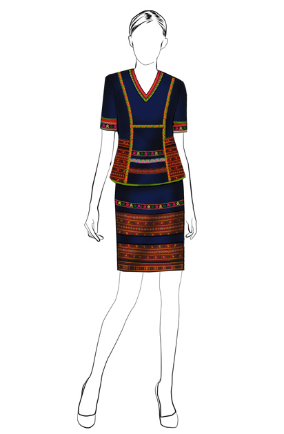 海南传统黎族服饰女短袖+筒裙方案设计