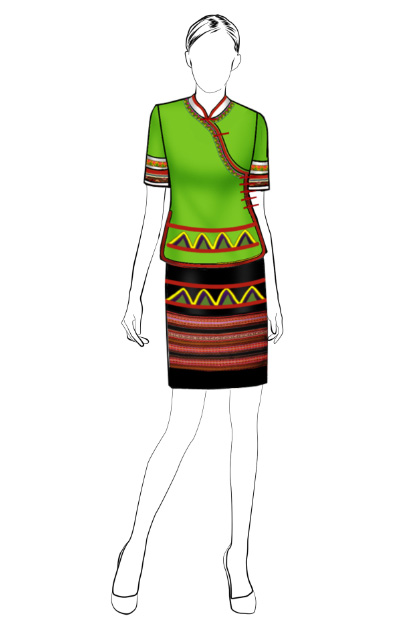 海南传统黎族服饰女短袖+短裙方案设计