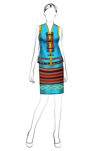 海南传统黎族服饰女无袖围裙方案设计